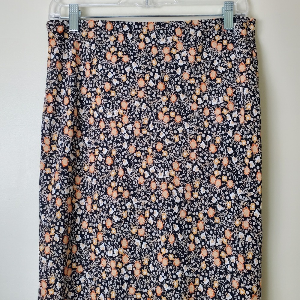 Nili Lotan Target Collab Black Floral Maxi Skirt High Side Slit Medium Romantic